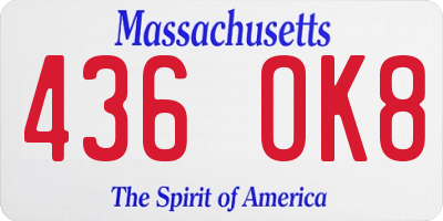 MA license plate 436OK8