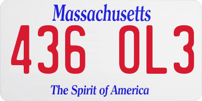 MA license plate 436OL3