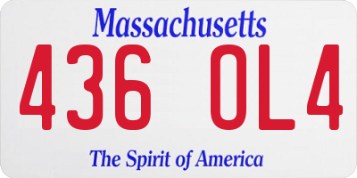 MA license plate 436OL4