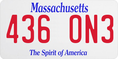 MA license plate 436ON3