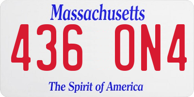 MA license plate 436ON4