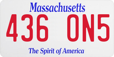 MA license plate 436ON5