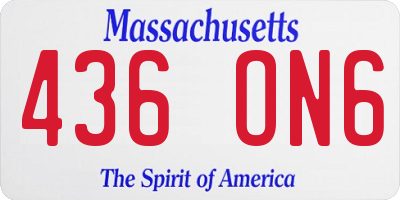 MA license plate 436ON6