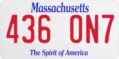 MA license plate 436ON7