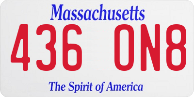 MA license plate 436ON8