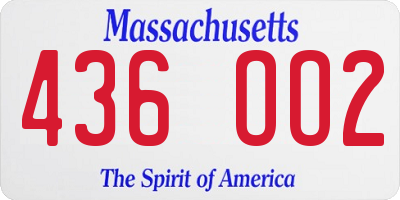 MA license plate 436OO2