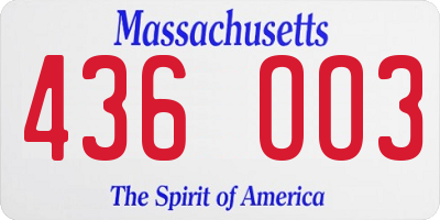 MA license plate 436OO3