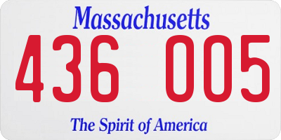 MA license plate 436OO5