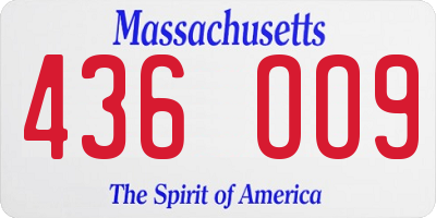 MA license plate 436OO9