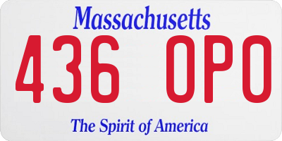 MA license plate 436OP0