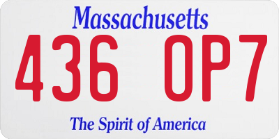 MA license plate 436OP7