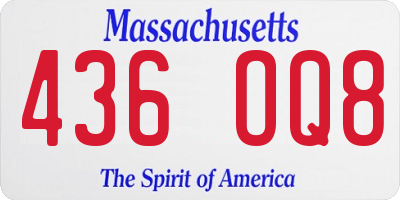 MA license plate 436OQ8