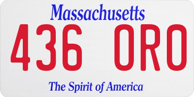 MA license plate 436OR0