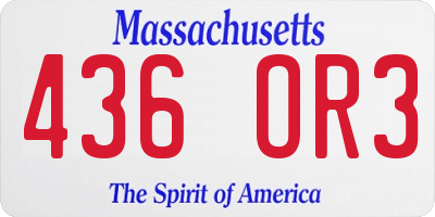 MA license plate 436OR3