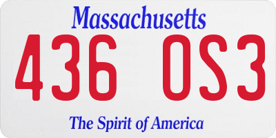 MA license plate 436OS3