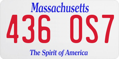 MA license plate 436OS7