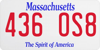 MA license plate 436OS8