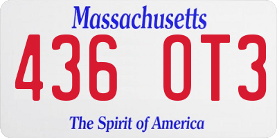 MA license plate 436OT3