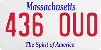 MA license plate 436OU0