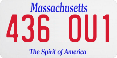 MA license plate 436OU1