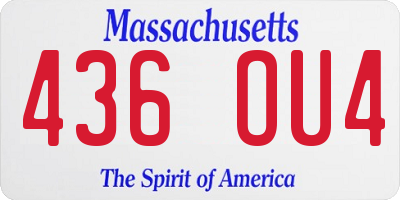 MA license plate 436OU4