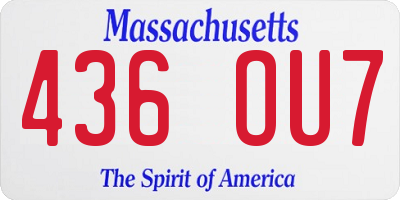 MA license plate 436OU7