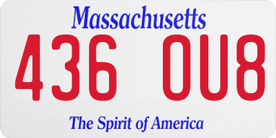MA license plate 436OU8