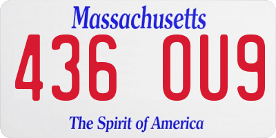 MA license plate 436OU9