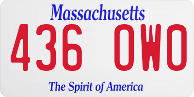 MA license plate 436OW0