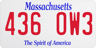MA license plate 436OW3