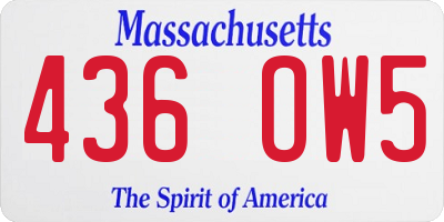 MA license plate 436OW5