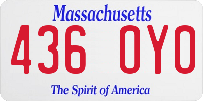 MA license plate 436OY0