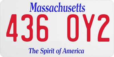 MA license plate 436OY2