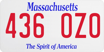 MA license plate 436OZ0