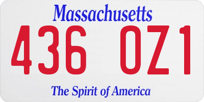 MA license plate 436OZ1