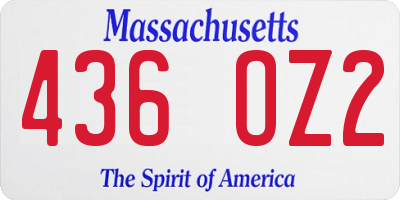 MA license plate 436OZ2