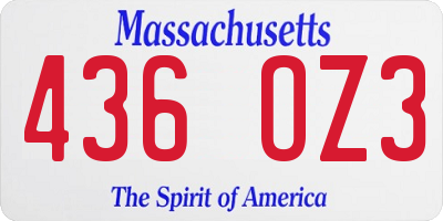 MA license plate 436OZ3