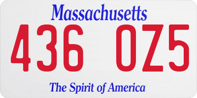 MA license plate 436OZ5
