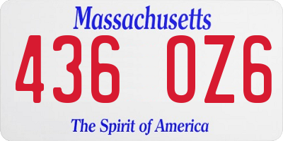 MA license plate 436OZ6