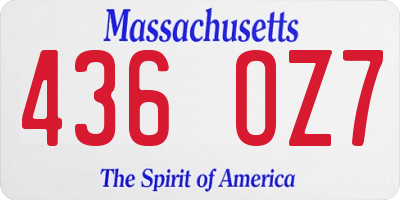 MA license plate 436OZ7