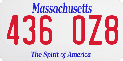 MA license plate 436OZ8