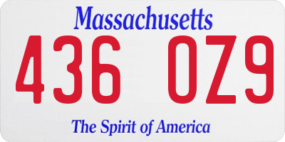 MA license plate 436OZ9
