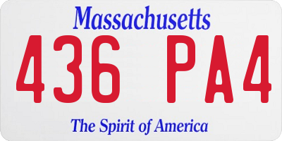 MA license plate 436PA4