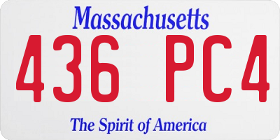 MA license plate 436PC4