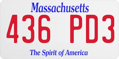 MA license plate 436PD3