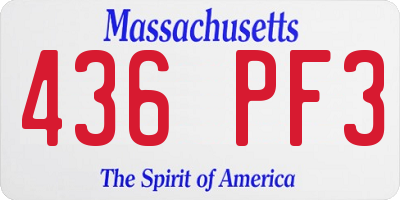 MA license plate 436PF3