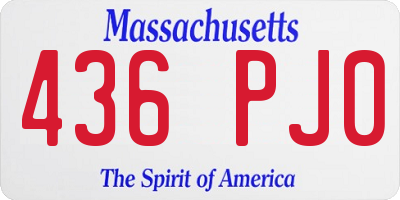 MA license plate 436PJ0
