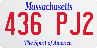 MA license plate 436PJ2