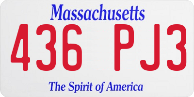 MA license plate 436PJ3