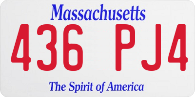 MA license plate 436PJ4